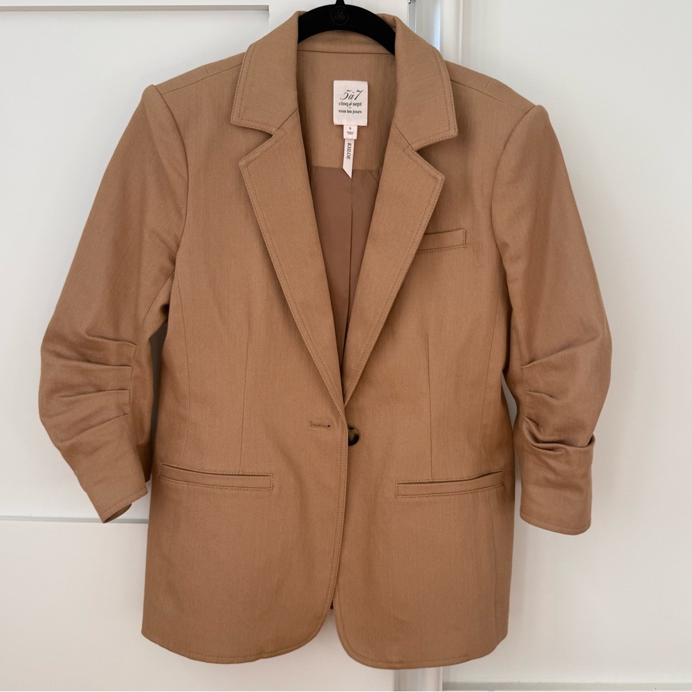 Cinq à Sept Khloe Denim Three-Quarter Sleeve Blazer